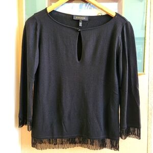 Escada Black Wool Sleeve Blouse